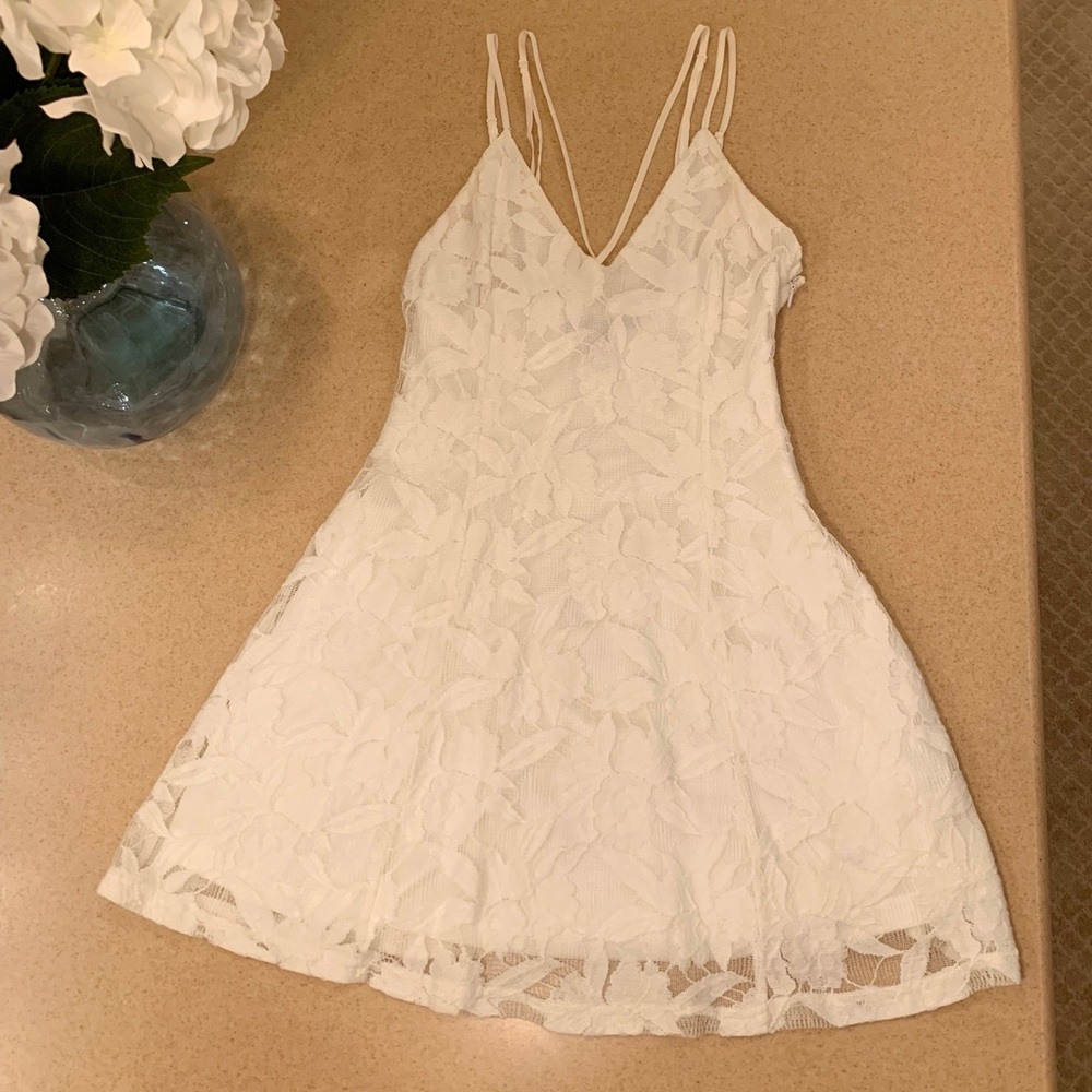 White Floral Print Dress